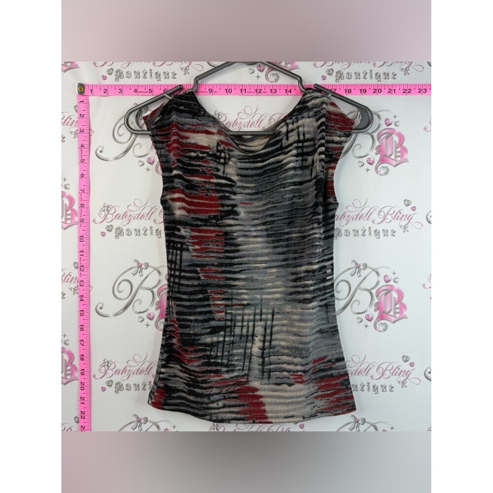 Tshirt top Women's Knit Top/ Tank topAbstract Stripe - Black, Gray & Red